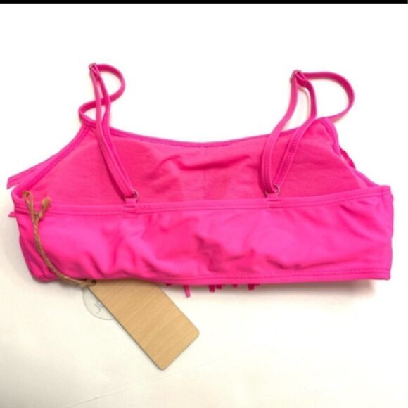Cabana Del Sol Sz L Hot Pink Fringe Bikini Two - Picture 3 of 6